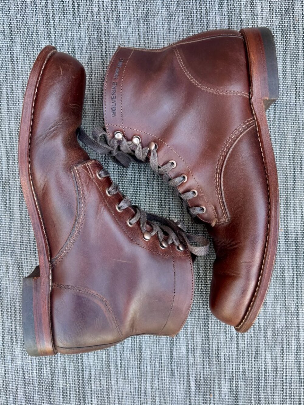 Wolverine 1000 Mile Plain-Toe Original Boots Mens Sz 10.5D Brown Leather - Picture 8 of 16